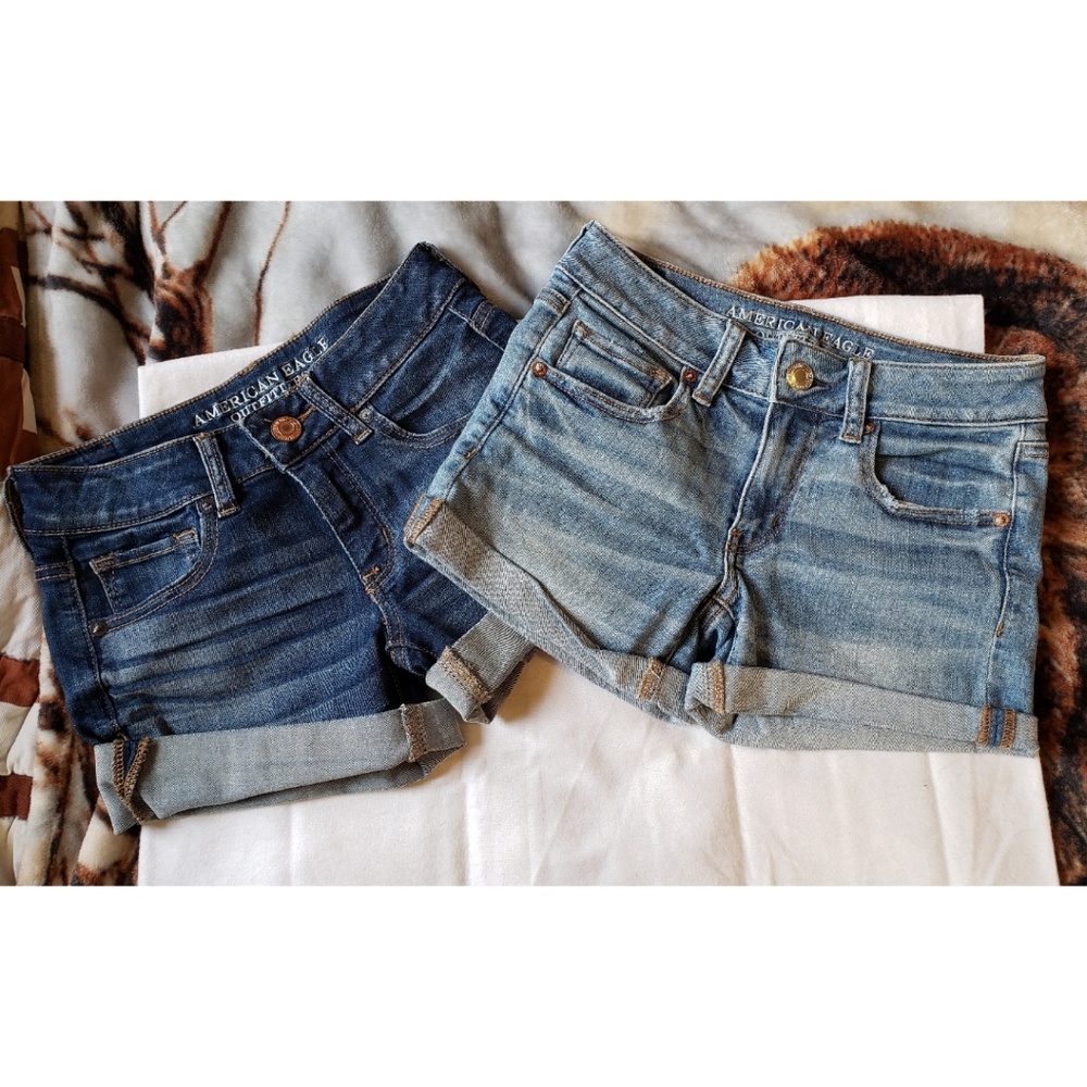 American Eagle Midi Jean Shorts 2 pairs size 2